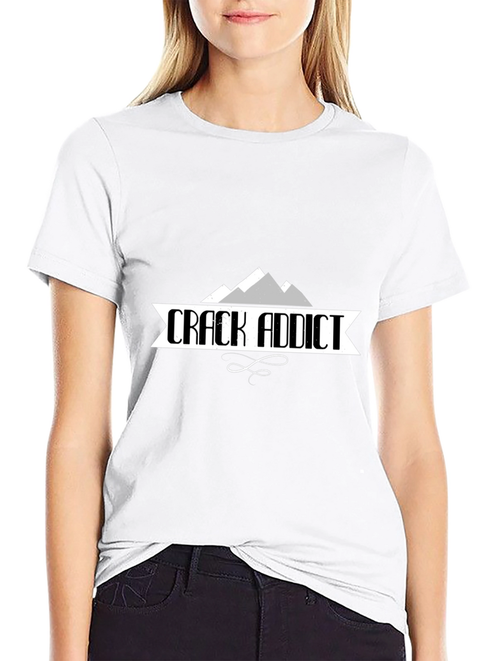 Crack Addict Graphic Print Black T-Shirt