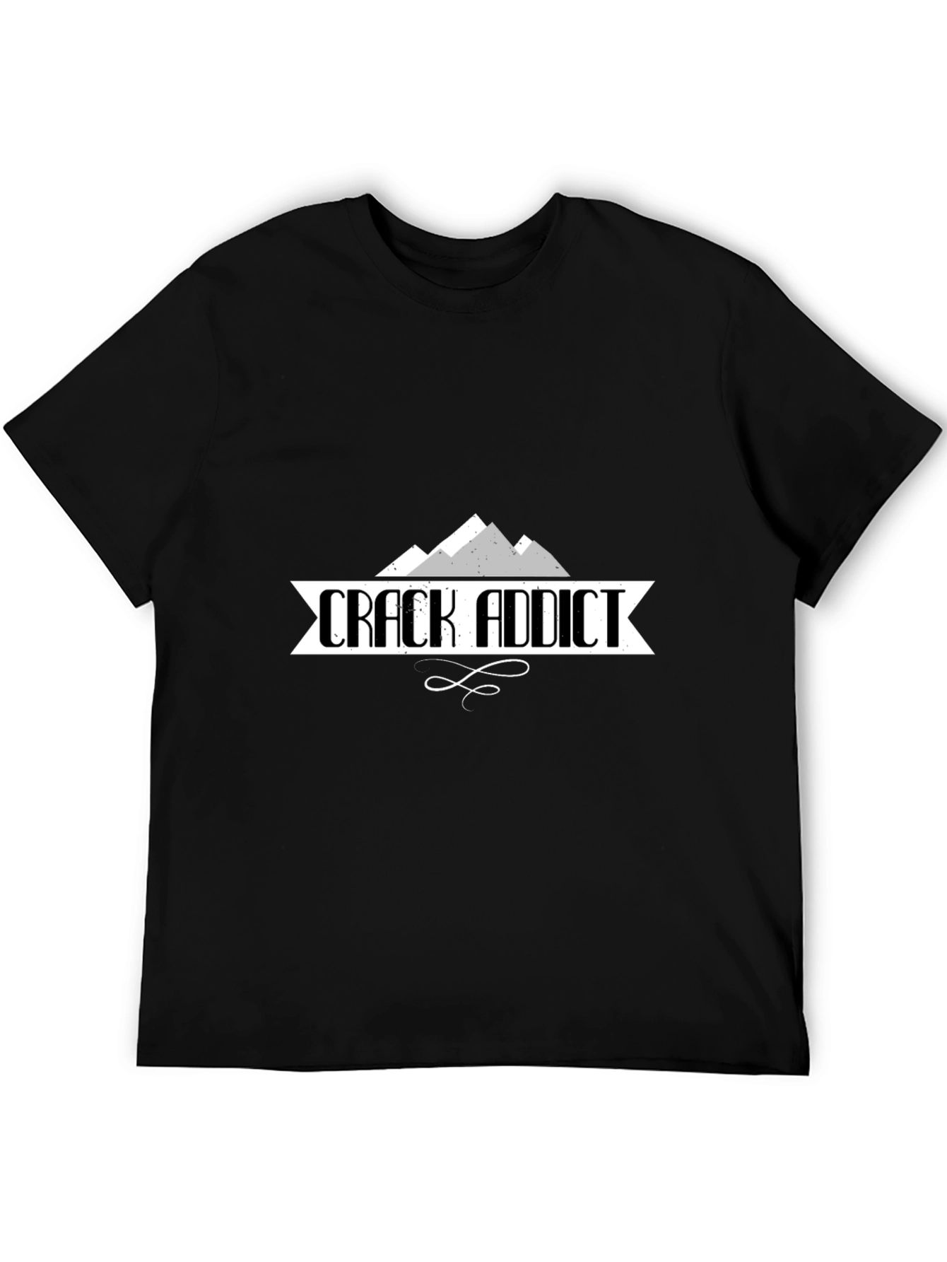 Crack Addict Graphic Print Black T-Shirt