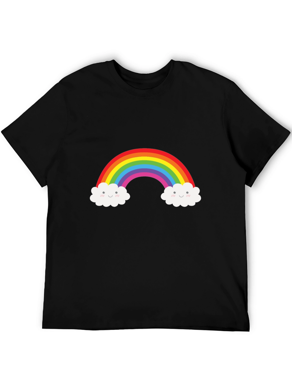 Rainbow Cloud Graphic Tee - Black Cotton T-Shirt