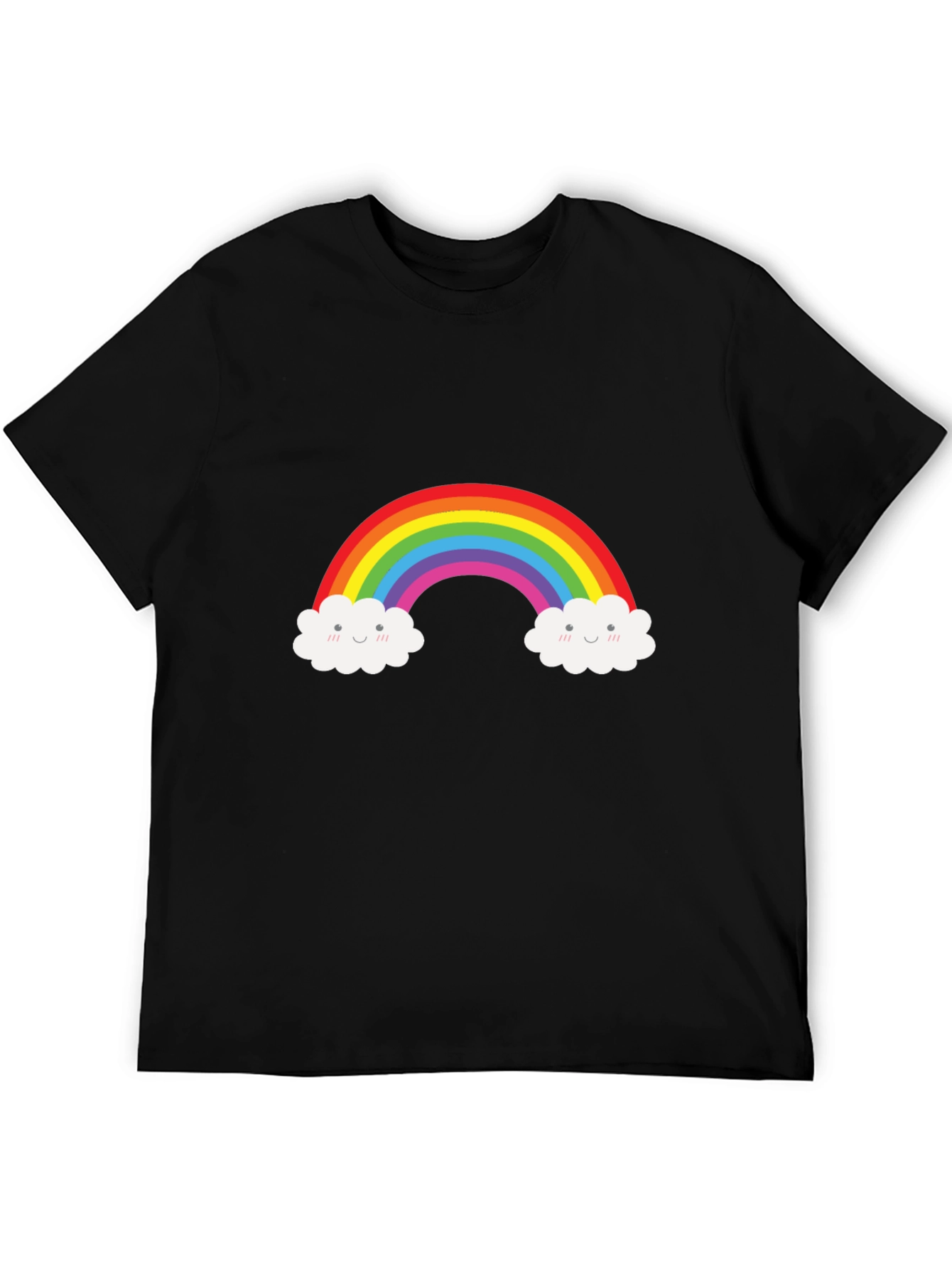 Rainbow Cloud Graphic Tee - Black Cotton T-Shirt