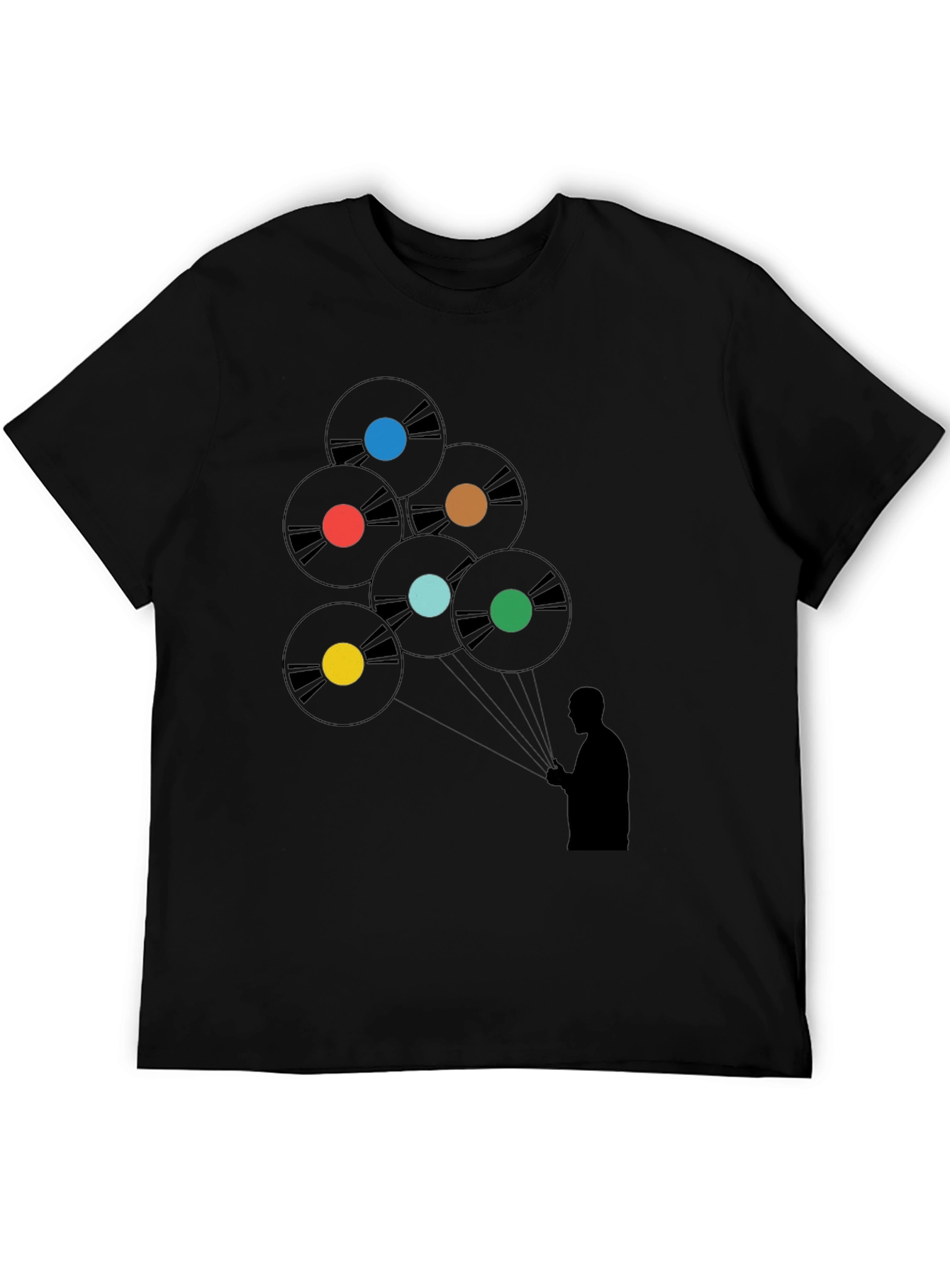 Vinyl Record Balloon Graphic Tee - Stylish Music Lover Shirt