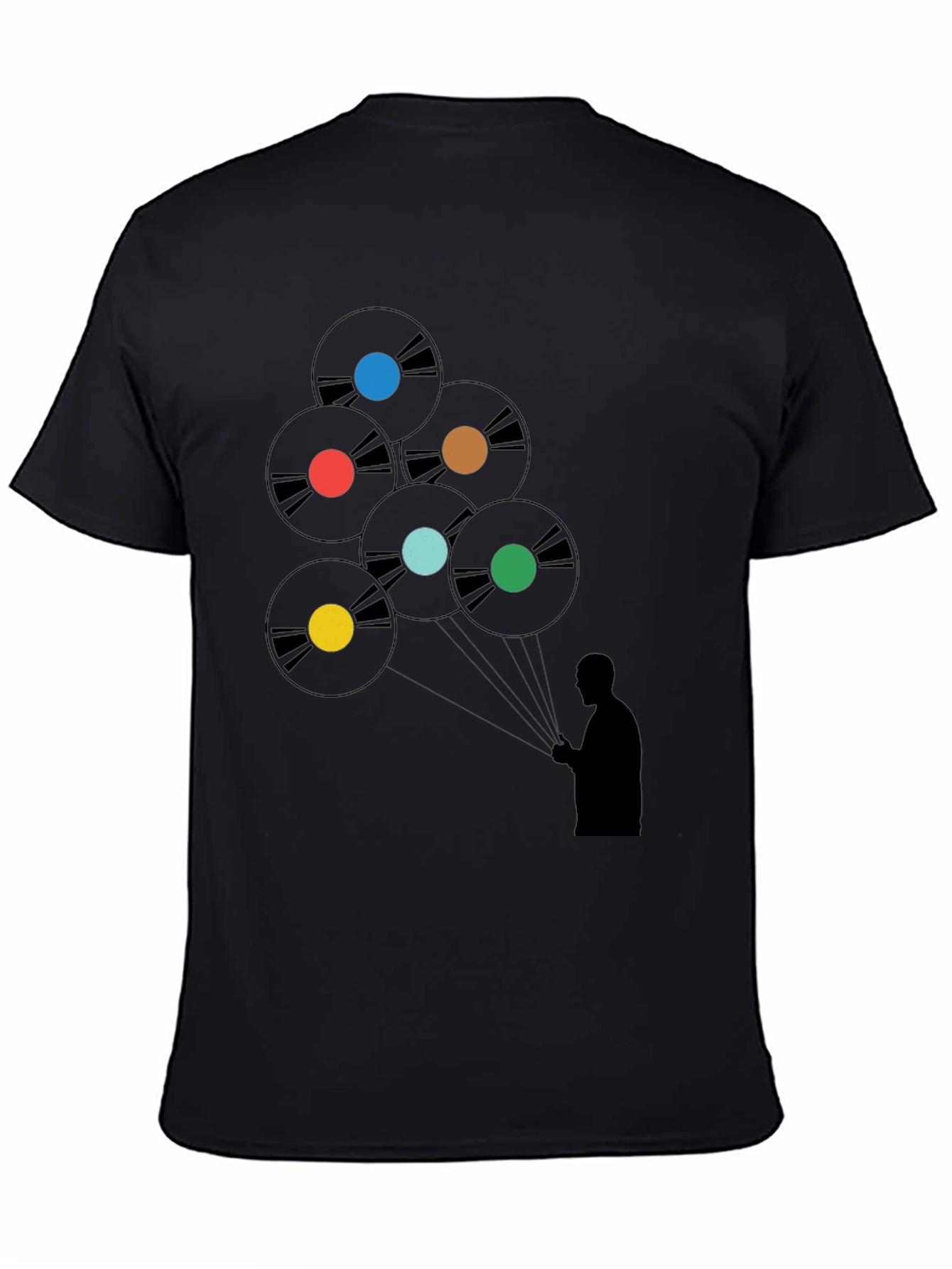 Vinyl Record Balloon Graphic Tee - Stylish Music Lover Shirt