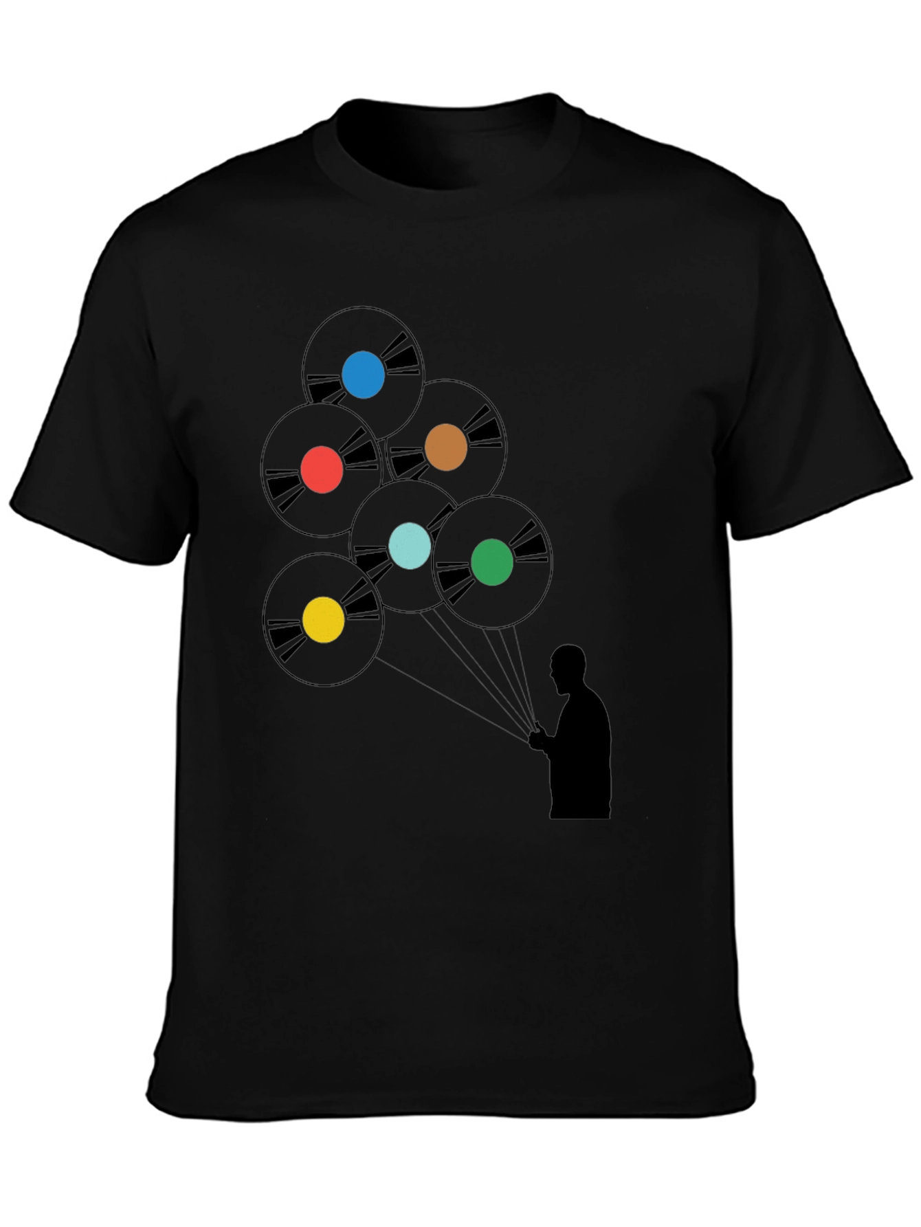 Vinyl Record Balloon Graphic Tee - Stylish Music Lover Shirt