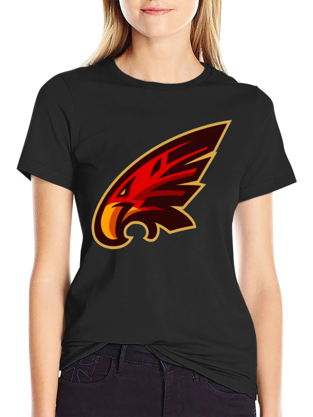Mens Black T-Shirt with Bold Graphic Eagle Design