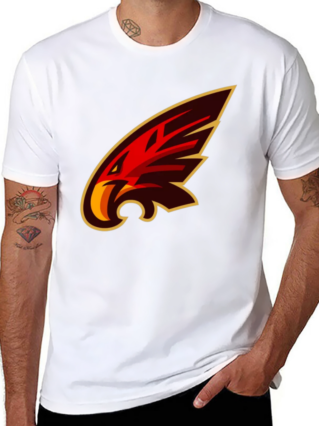 Mens Black T-Shirt with Bold Graphic Eagle Design