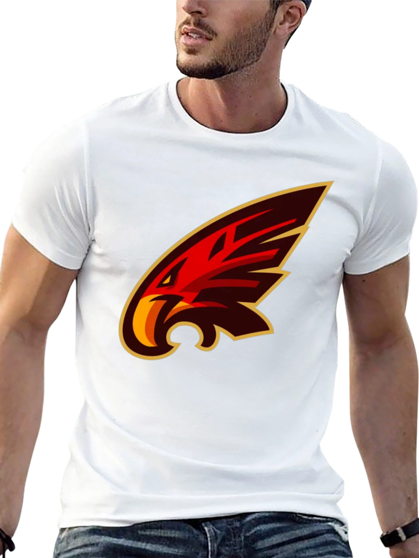 Mens Black T-Shirt with Bold Graphic Eagle Design