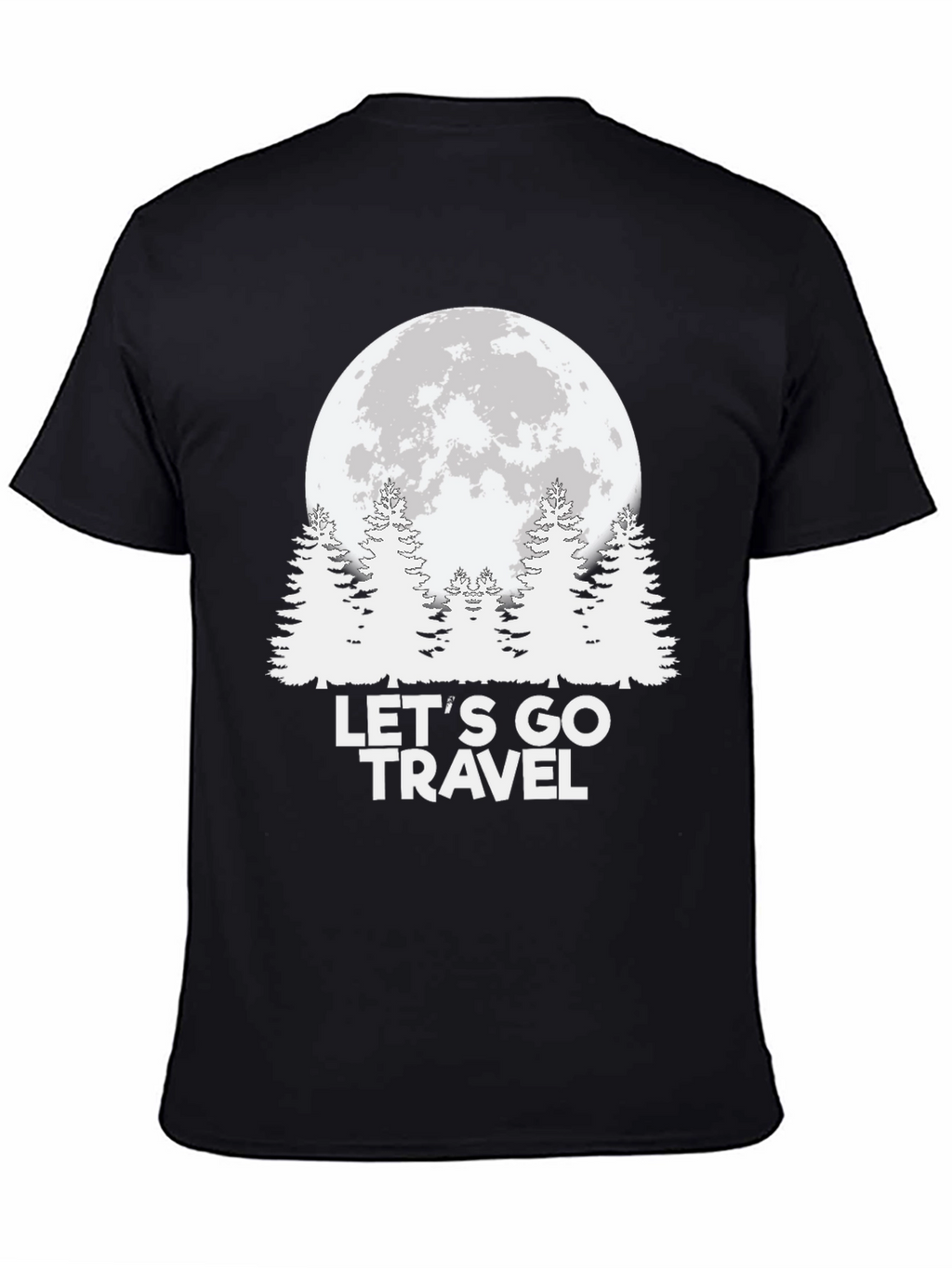 Lets Go Travel Moon Graphic Tee - Black