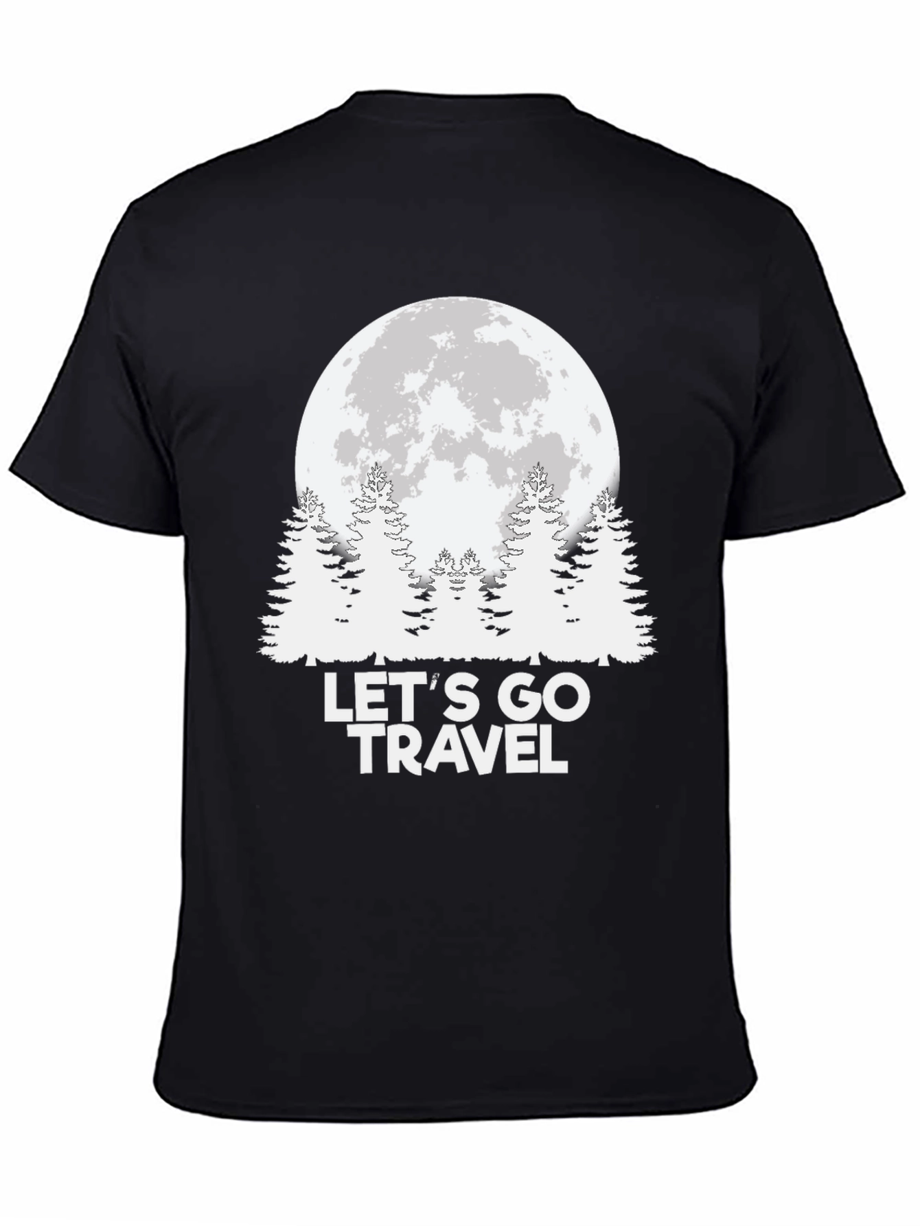 Lets Go Travel Moon Graphic Tee - Black
