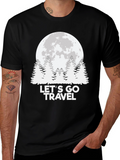 Lets Go Travel Moon Graphic Tee - Black