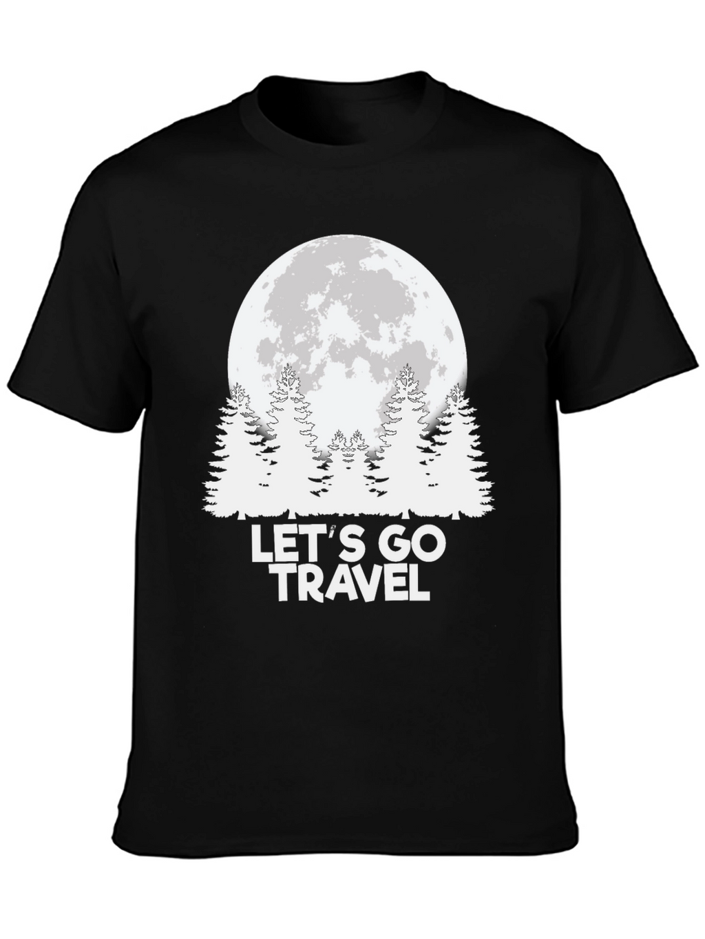 Lets Go Travel Moon Graphic Tee - Black