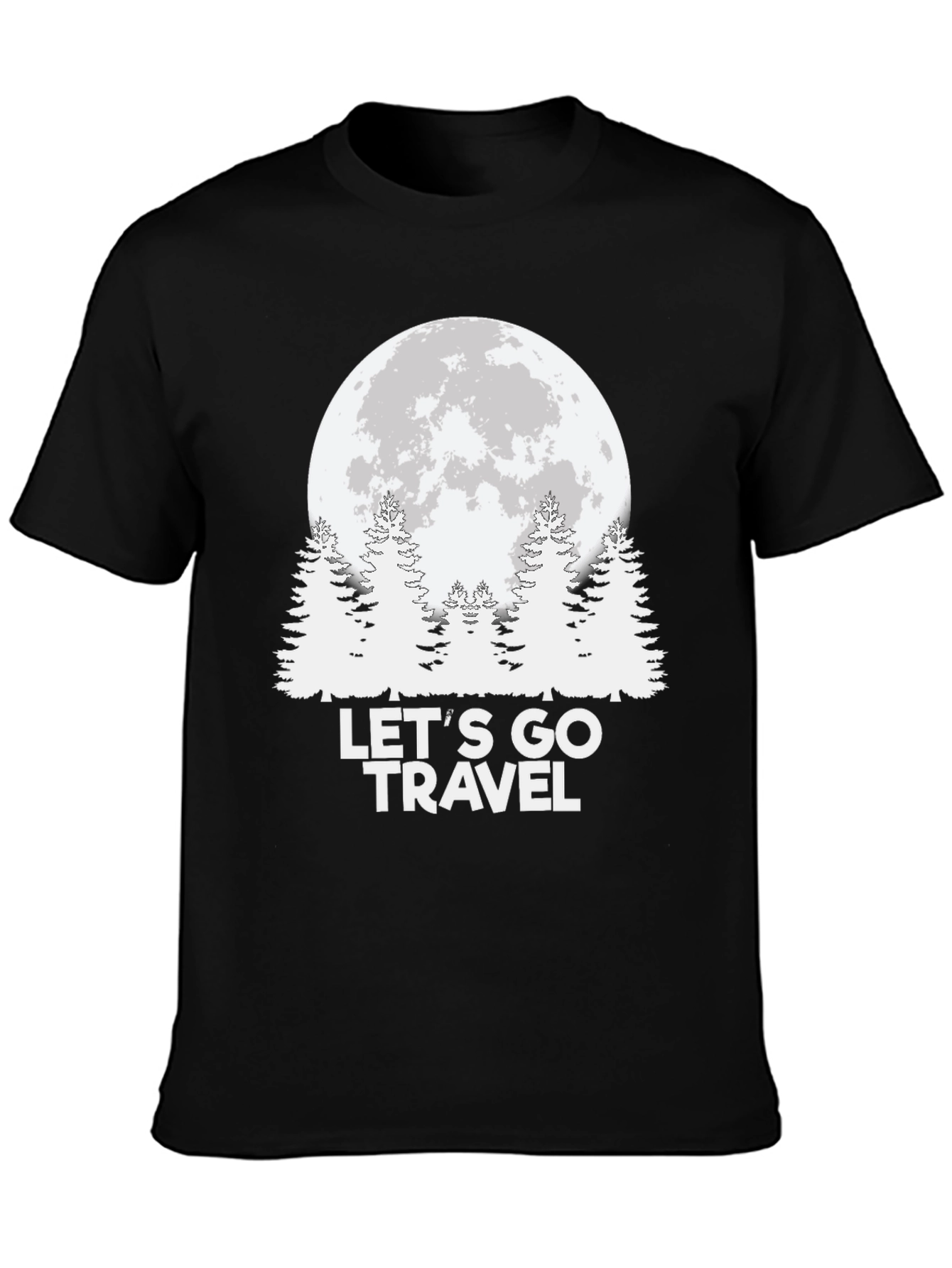 Lets Go Travel Moon Graphic Tee - Black