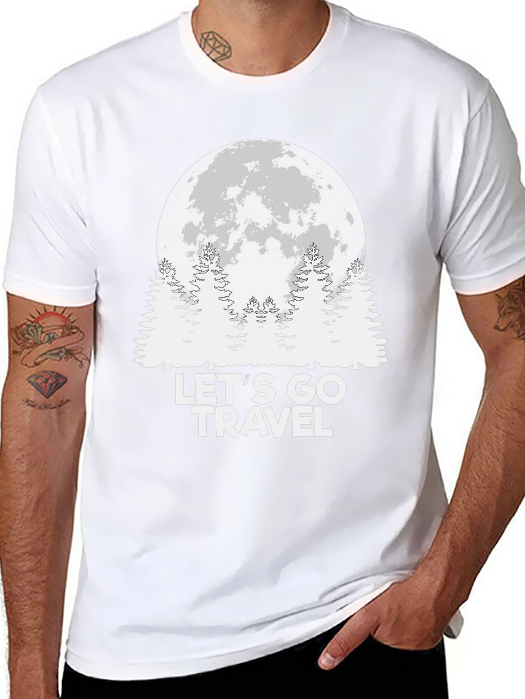 Lets Go Travel Moon Graphic Tee - Black
