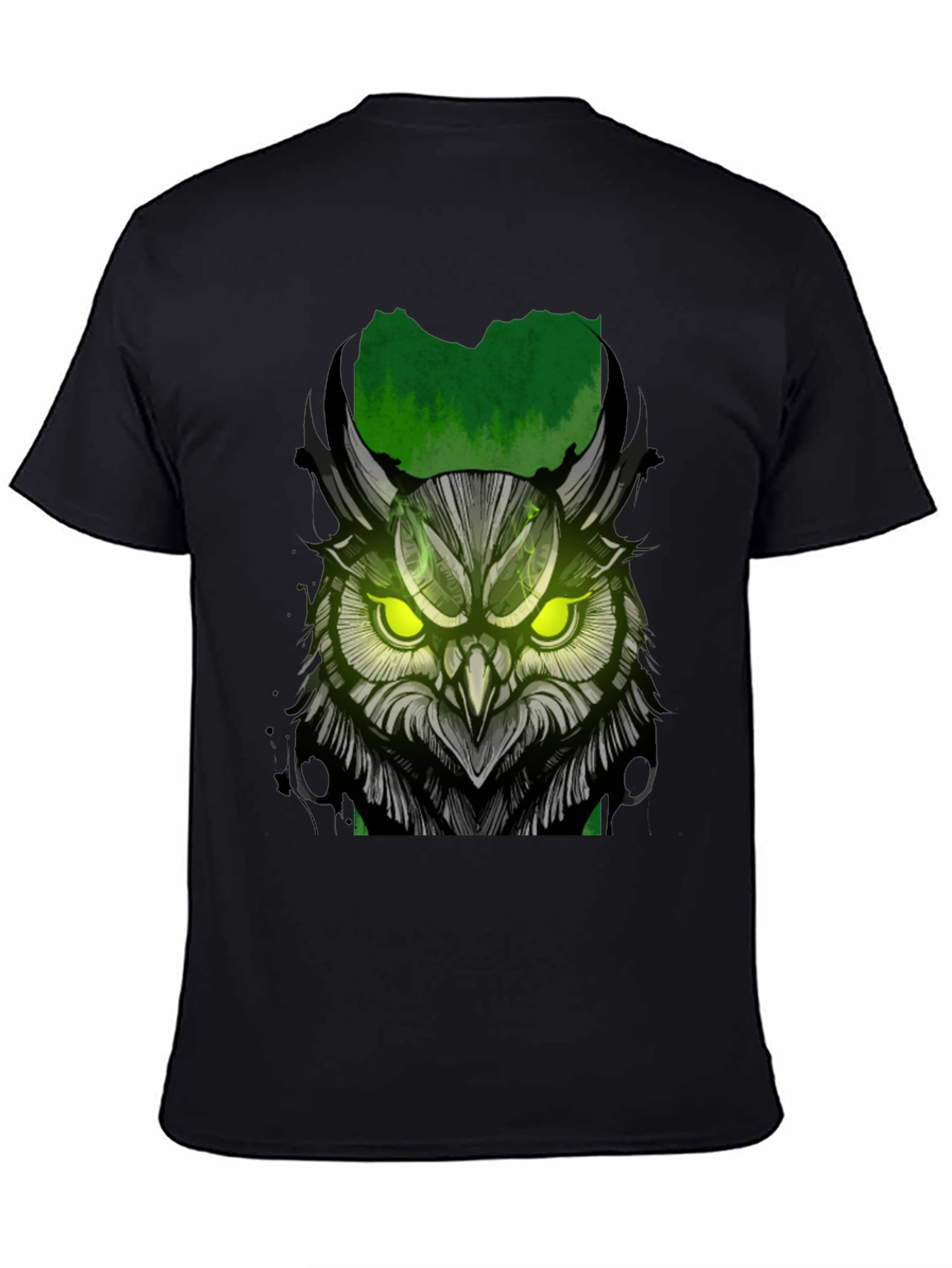 Owl Graphic Print T-Shirt - Black