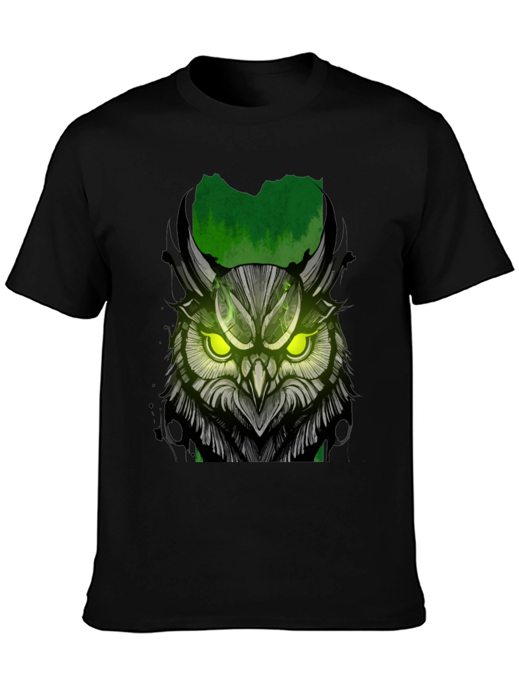 Owl Graphic Print T-Shirt - Black
