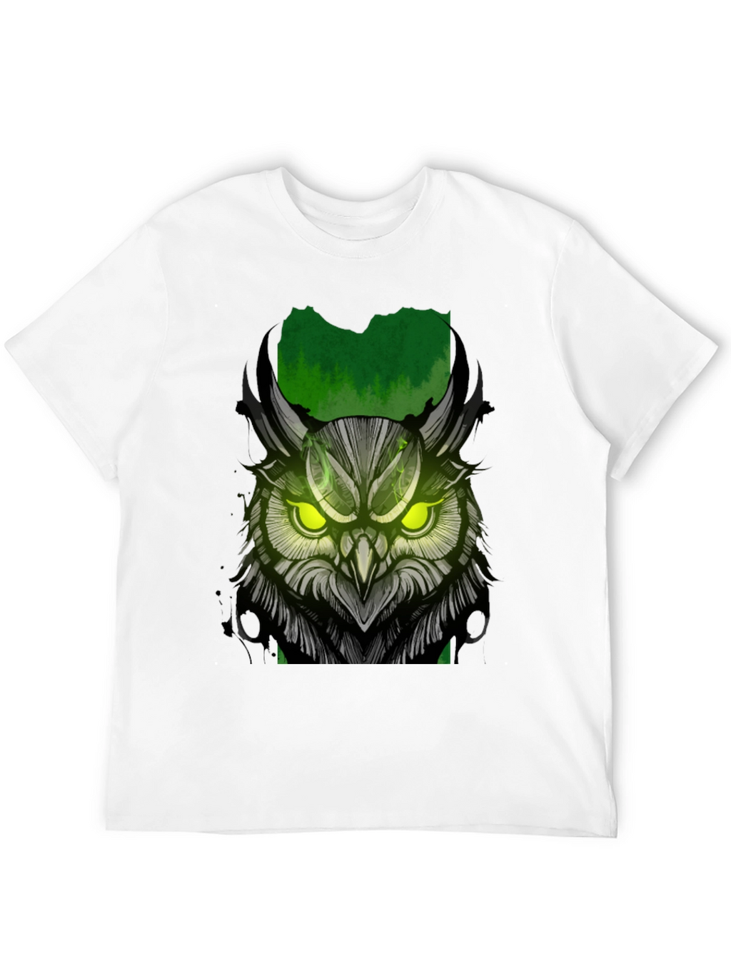 Owl Graphic Print T-Shirt - Black