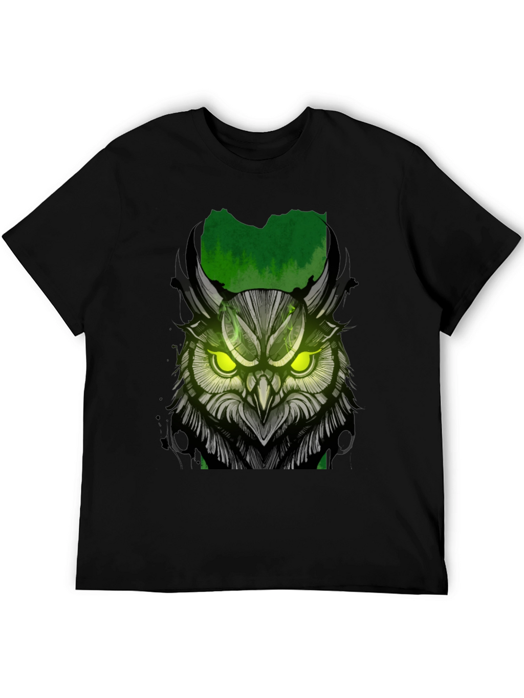 Owl Graphic Print T-Shirt - Black