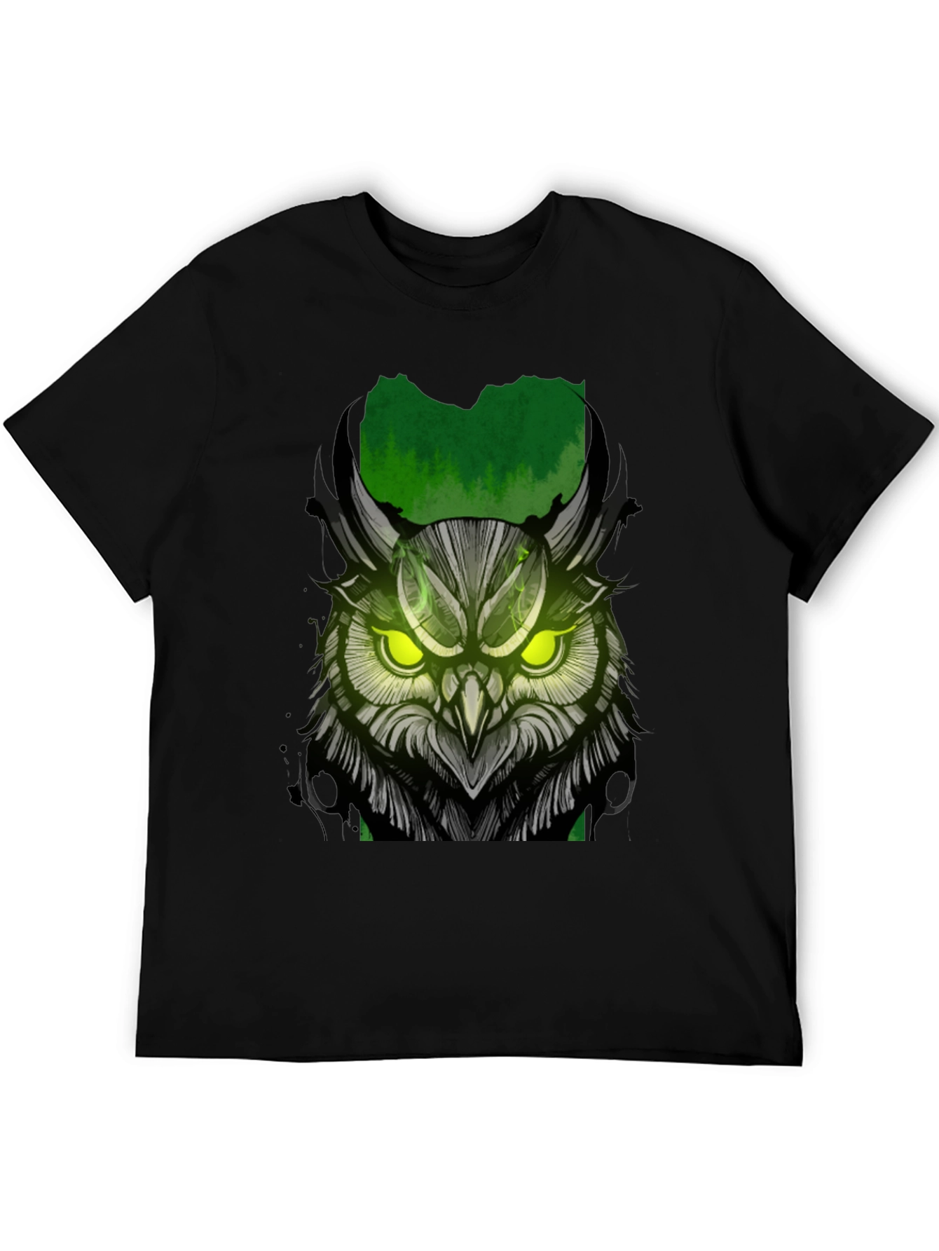 Owl Graphic Print T-Shirt - Black