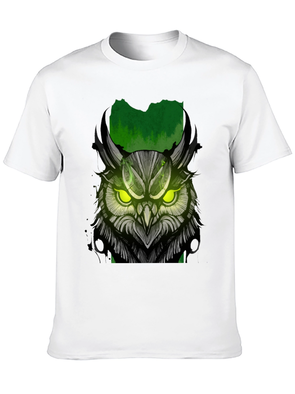 Owl Graphic Print T-Shirt - Black