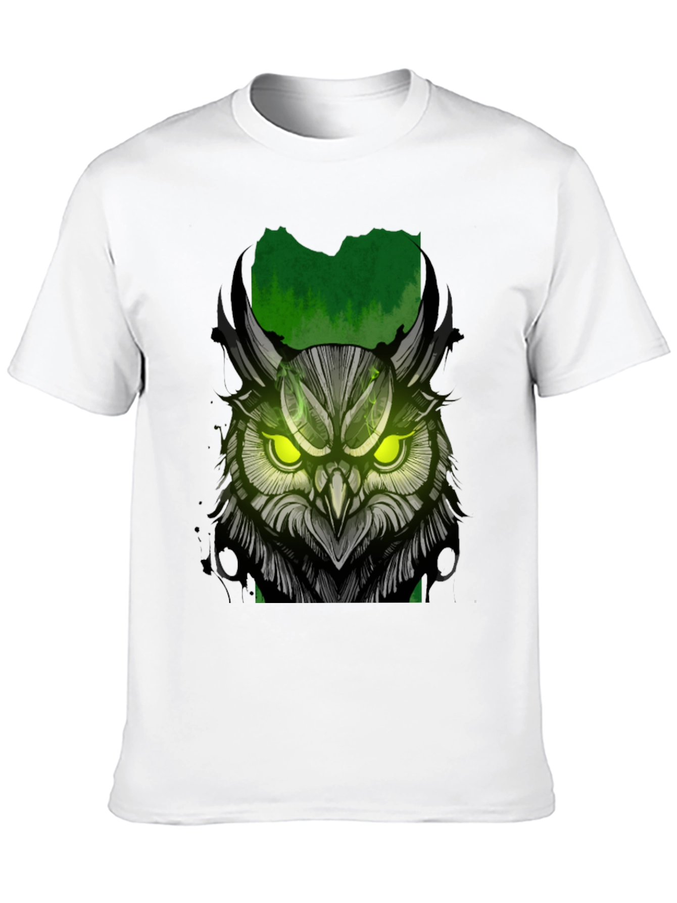 Owl Graphic Print T-Shirt - Black