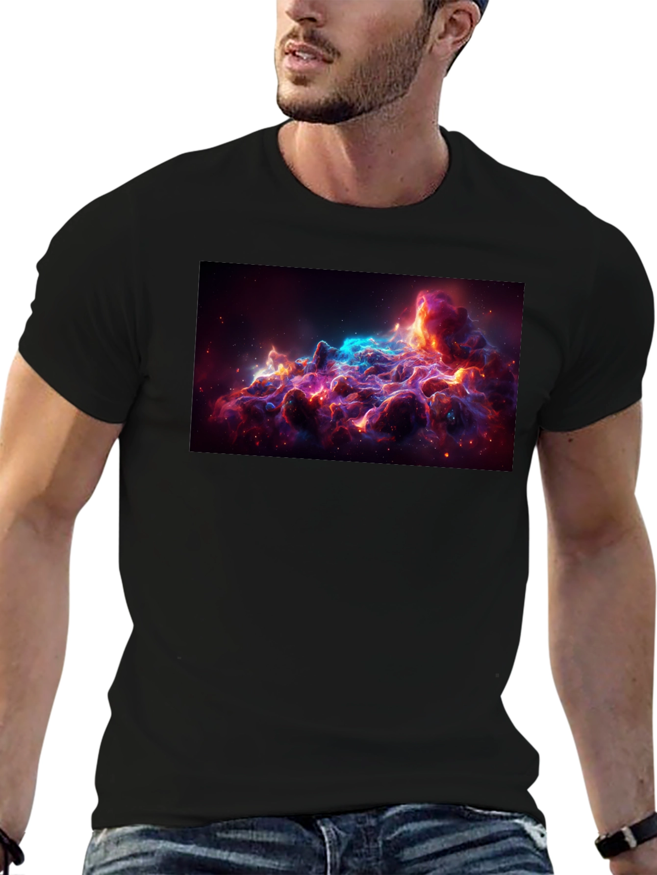 Nebula Print T-Shirt - Stylish Space Design