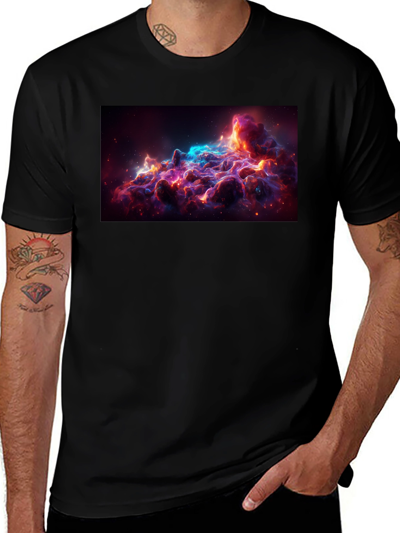 Nebula Print T-Shirt - Stylish Space Design