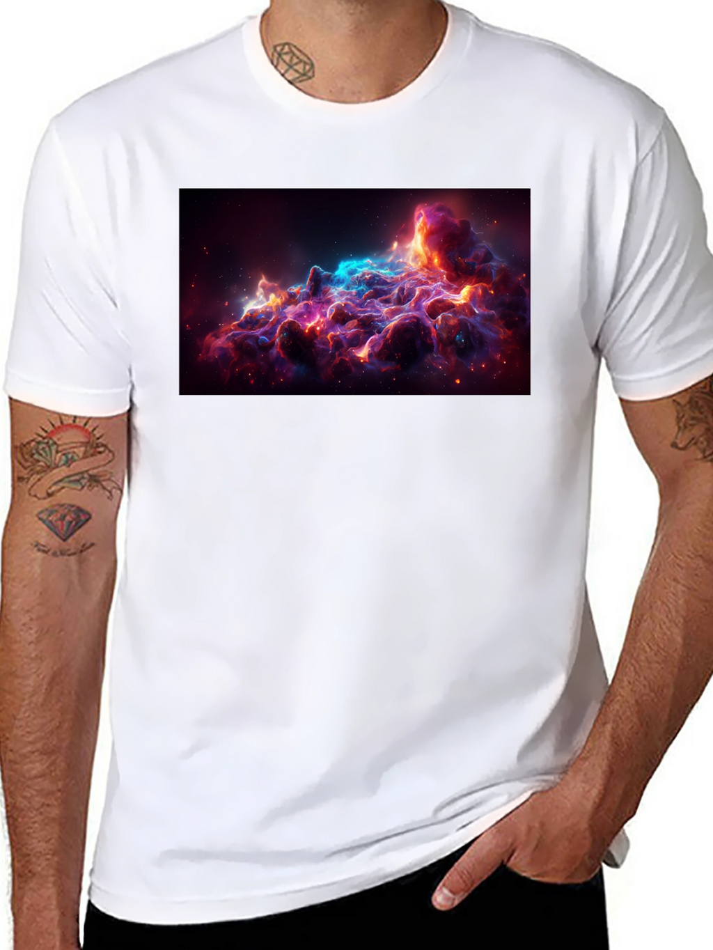 Nebula Print T-Shirt - Stylish Space Design