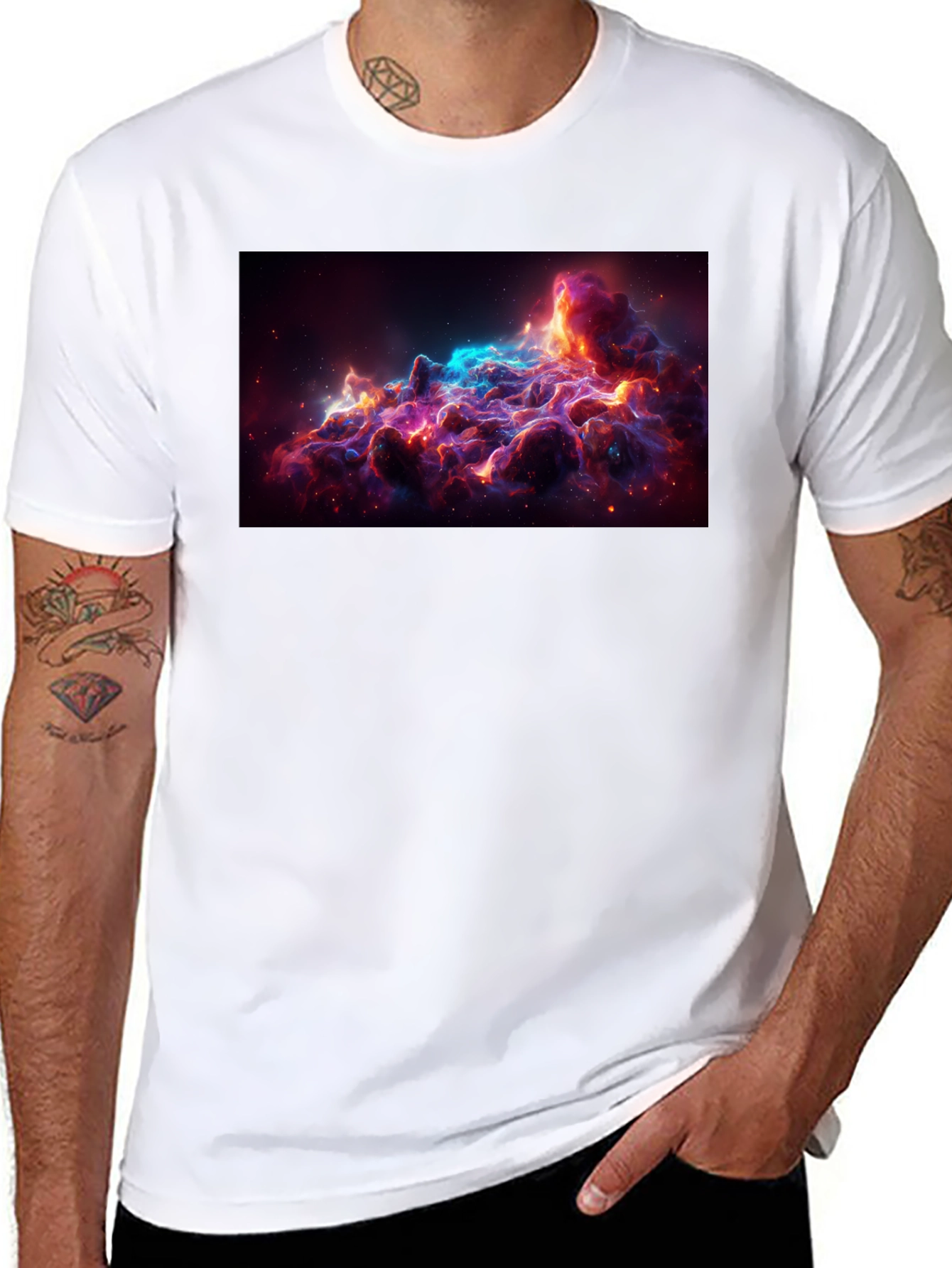Nebula Print T-Shirt - Stylish Space Design