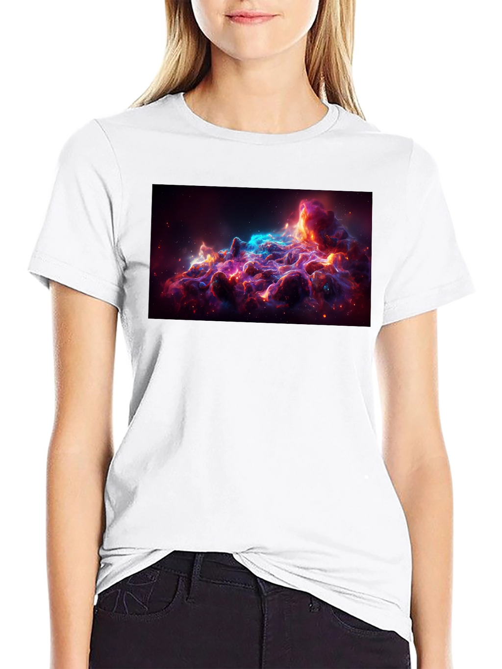Nebula Print T-Shirt - Stylish Space Design