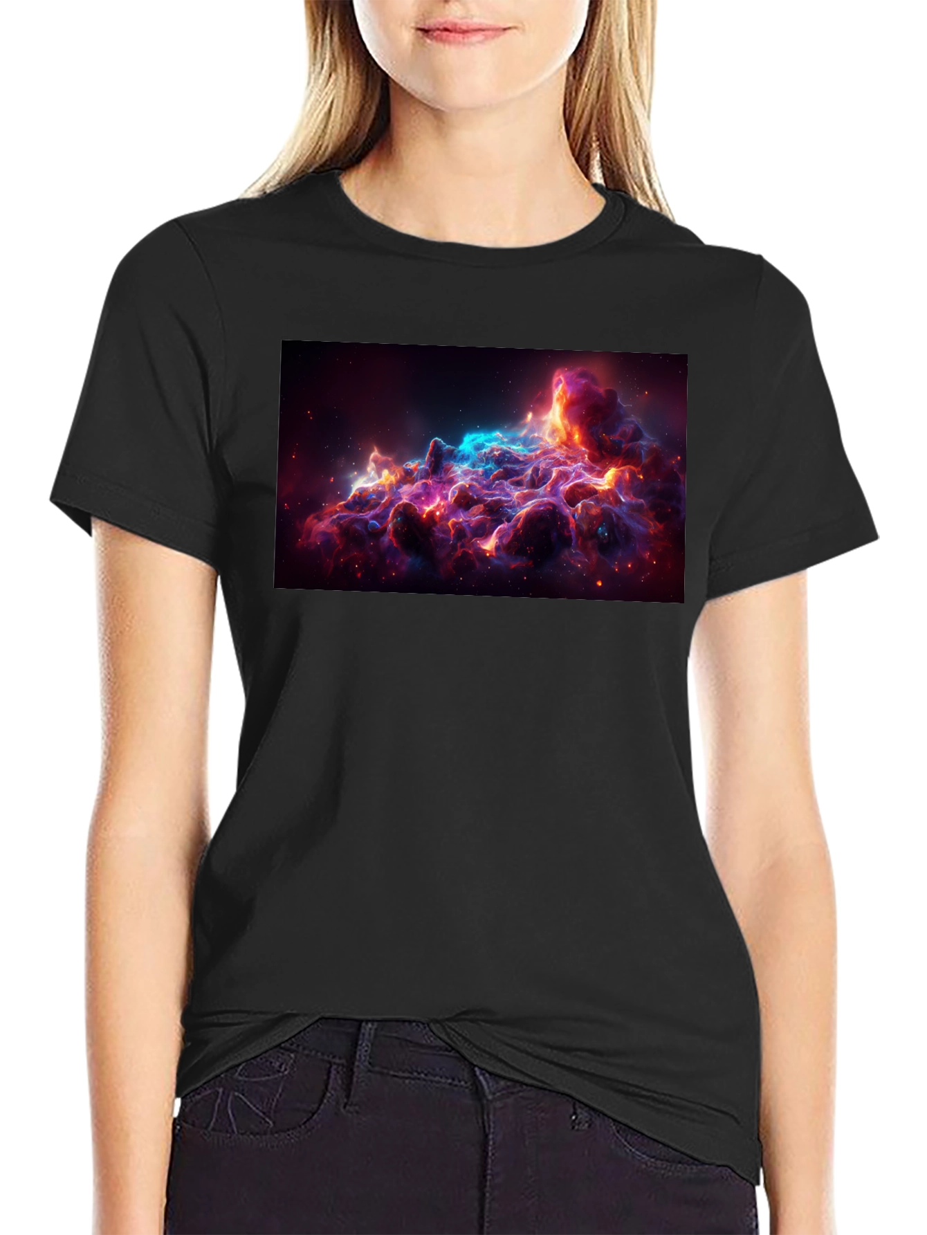 Nebula Print T-Shirt - Stylish Space Design