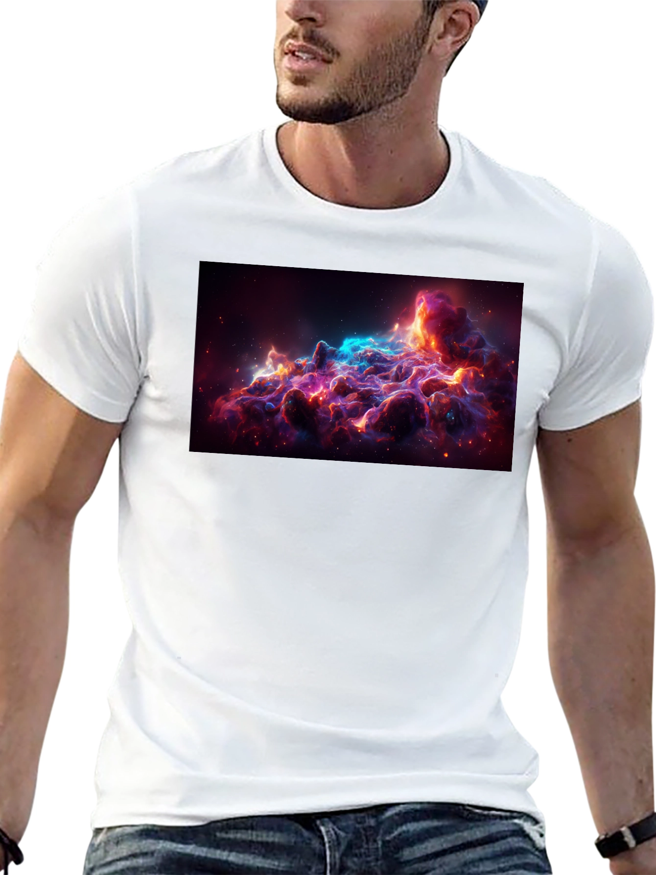 Nebula Print T-Shirt - Stylish Space Design