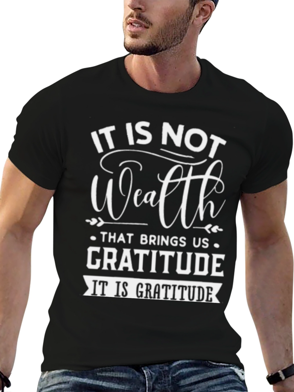 Gratitude Graphic Tee - Inspirational Black T-Shirt