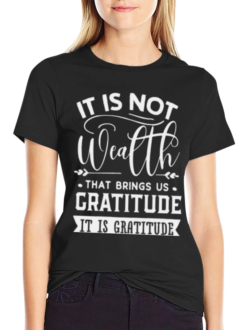 Gratitude Graphic Tee - Inspirational Black T-Shirt