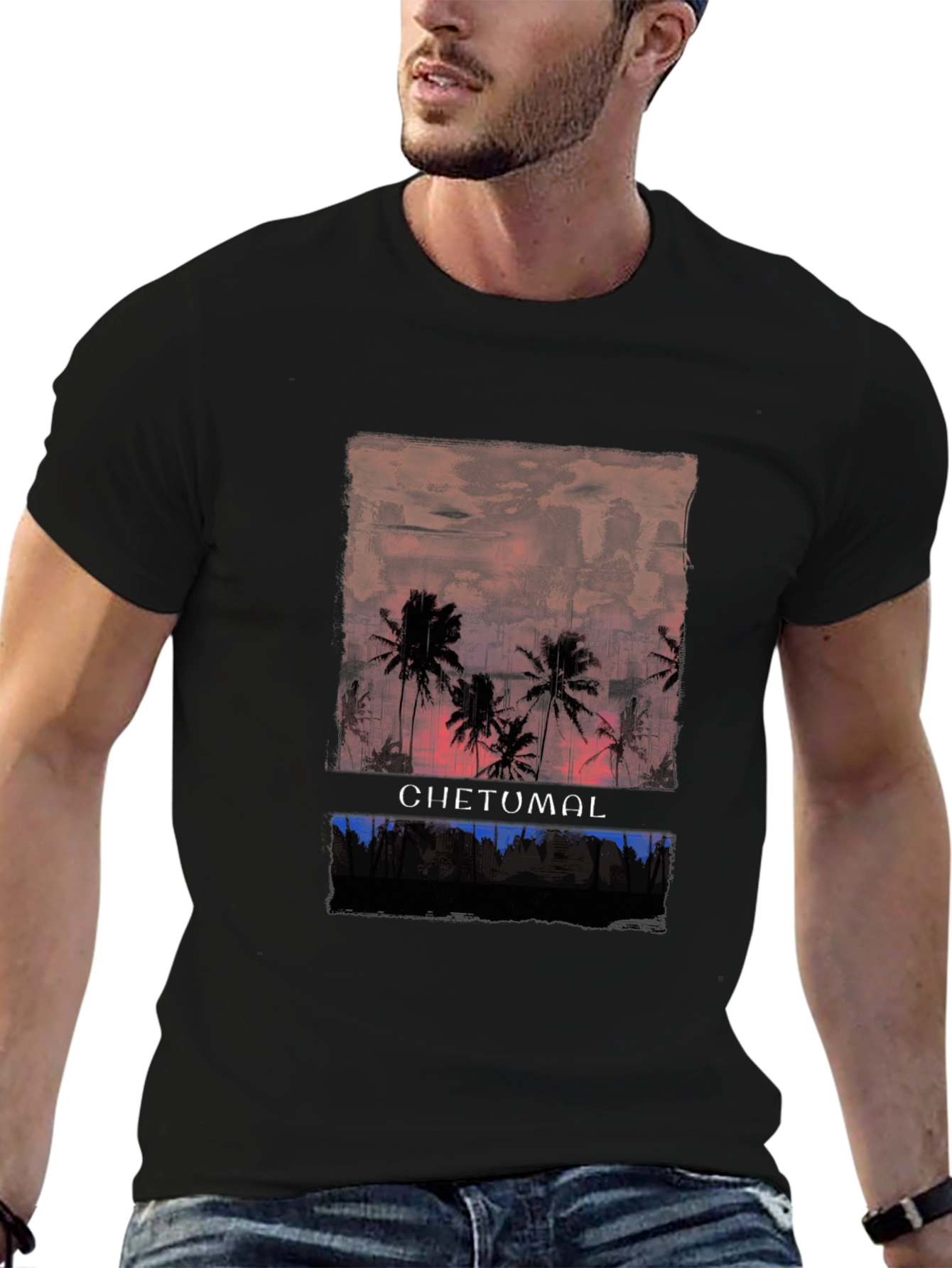 Chetumal Sunset Palm Tree T-Shirt