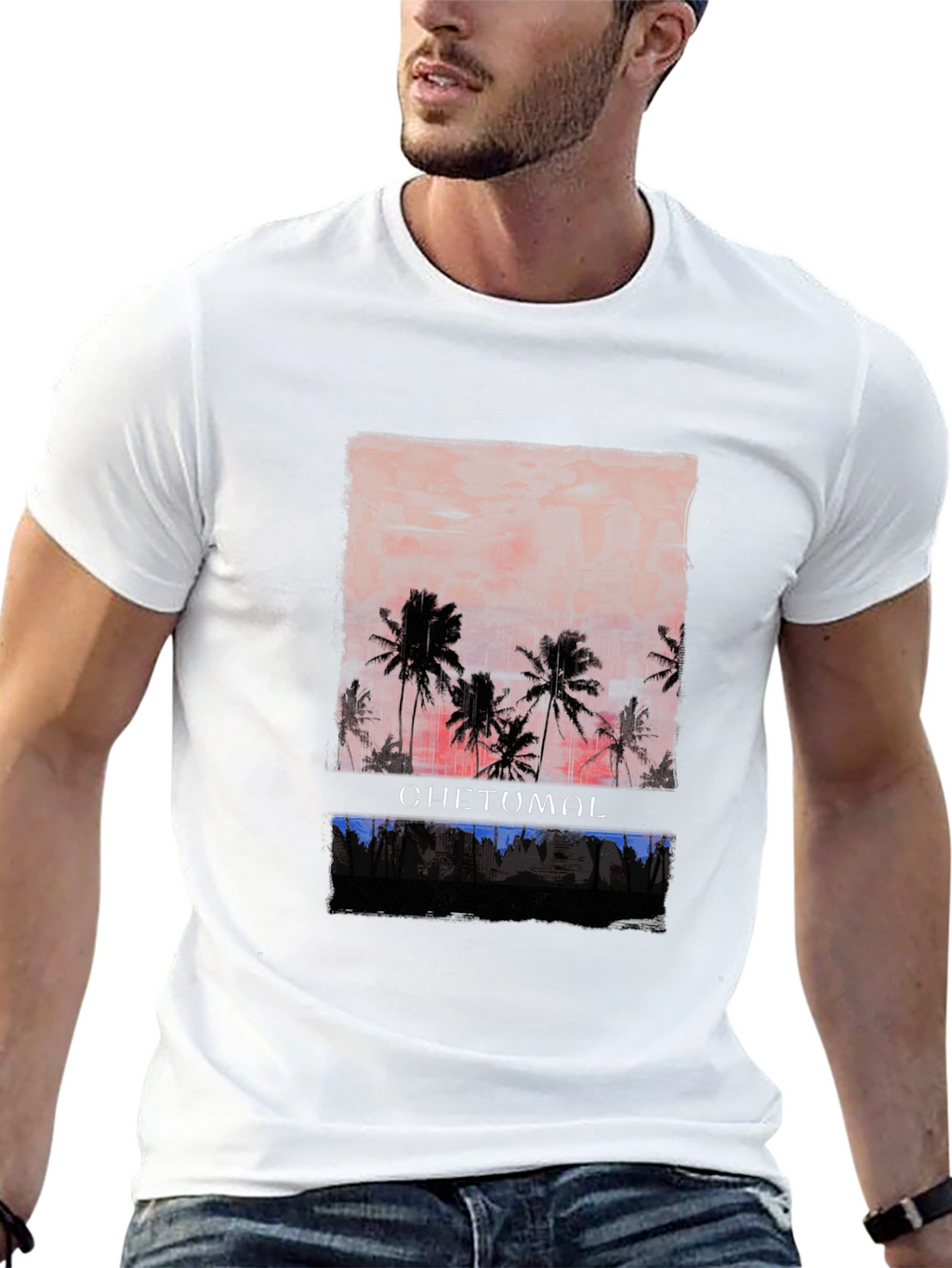 Chetumal Sunset Palm Tree T-Shirt