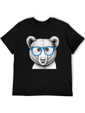 Bear with Glasses Black T-Shirt