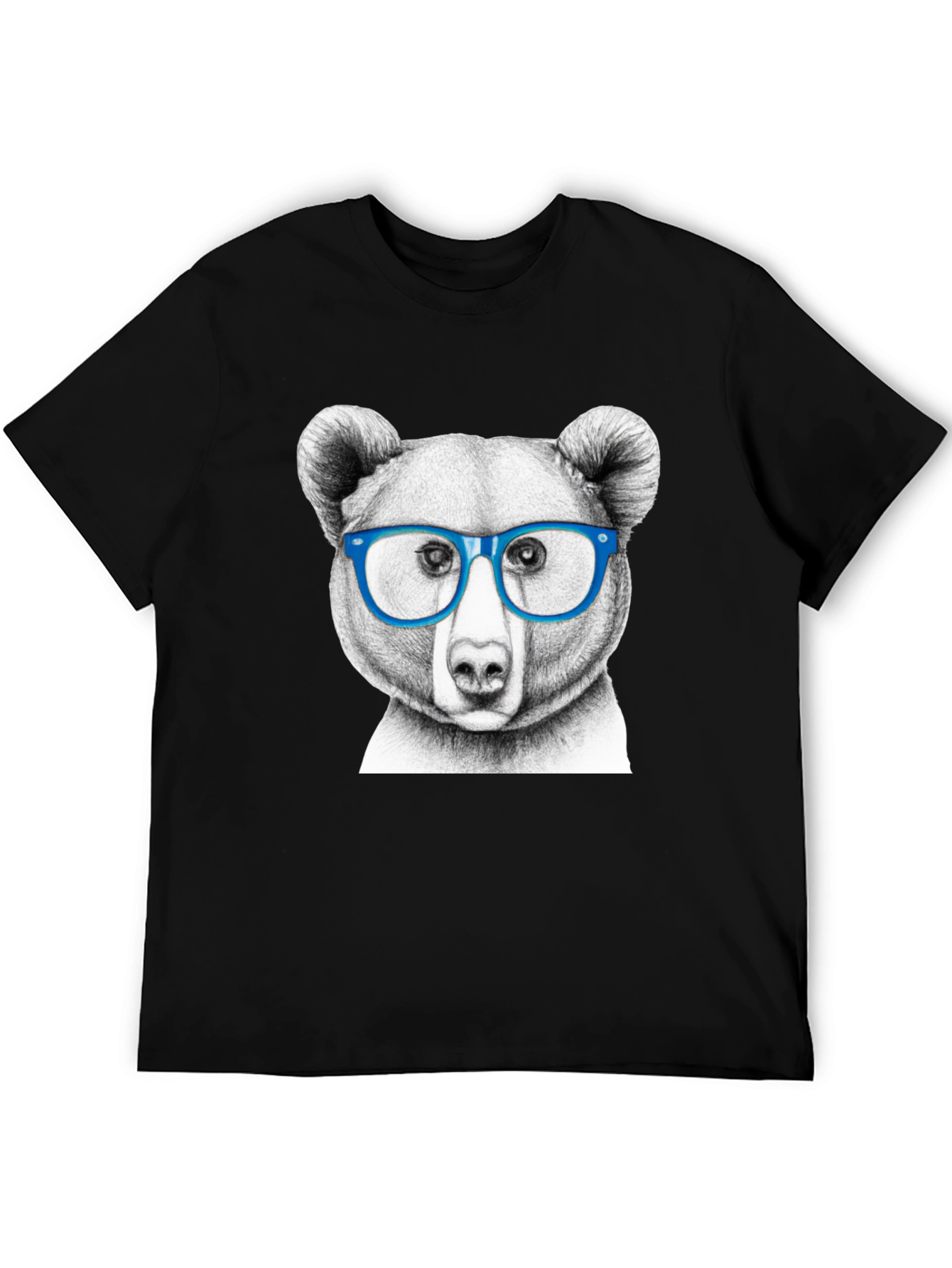 Bear with Glasses Black T-Shirt