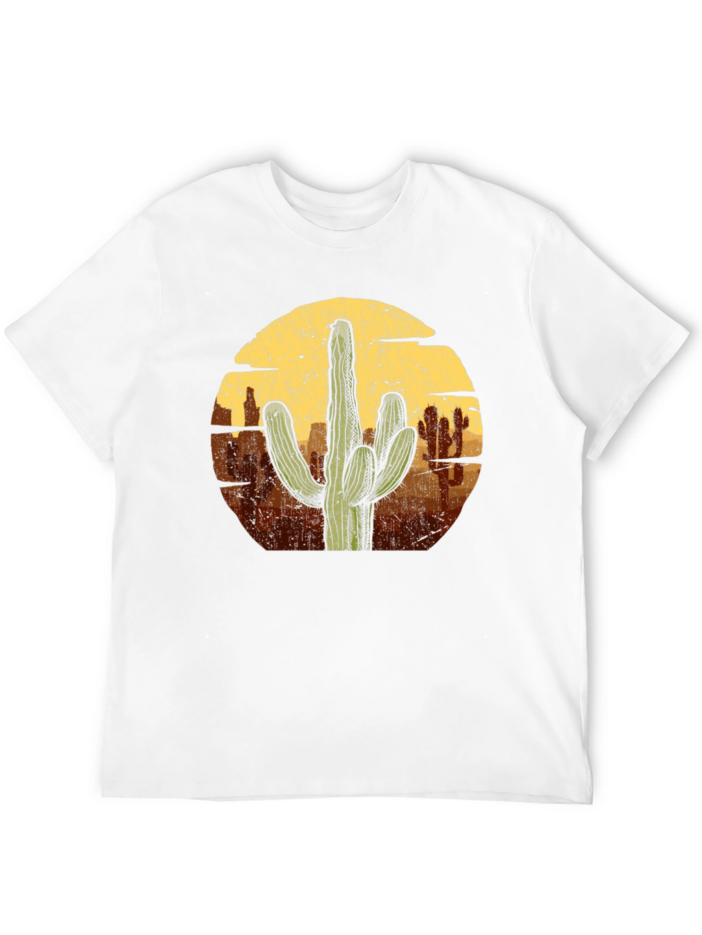 Cactus Desert Graphic Tee - Black Cotton T-Shirt