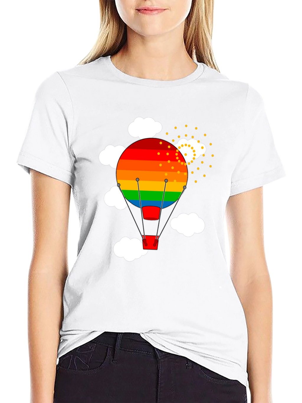 Rainbow Hot Air Balloon Graphic Tee