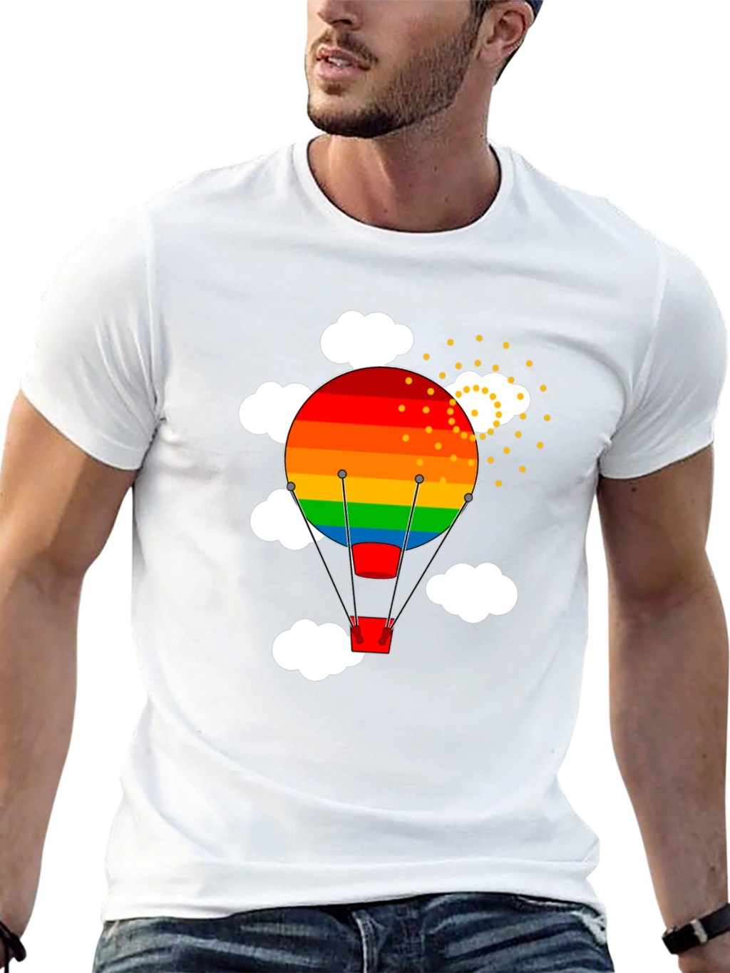Rainbow Hot Air Balloon Graphic Tee