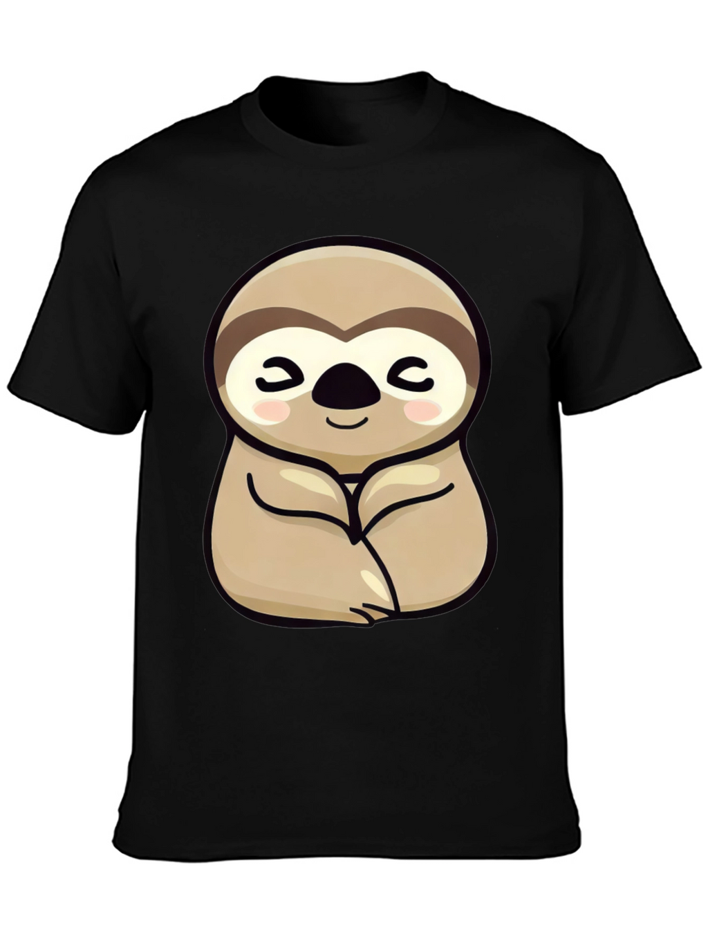 Cute Sloth Graphic Tee - Relaxed Fit Black T-Shirt