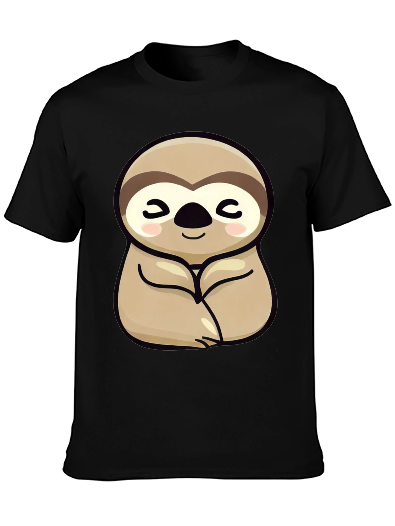 Cute Sloth Graphic Tee - Relaxed Fit Black T-Shirt