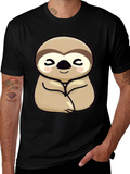 Cute Sloth Graphic Tee - Relaxed Fit Black T-Shirt