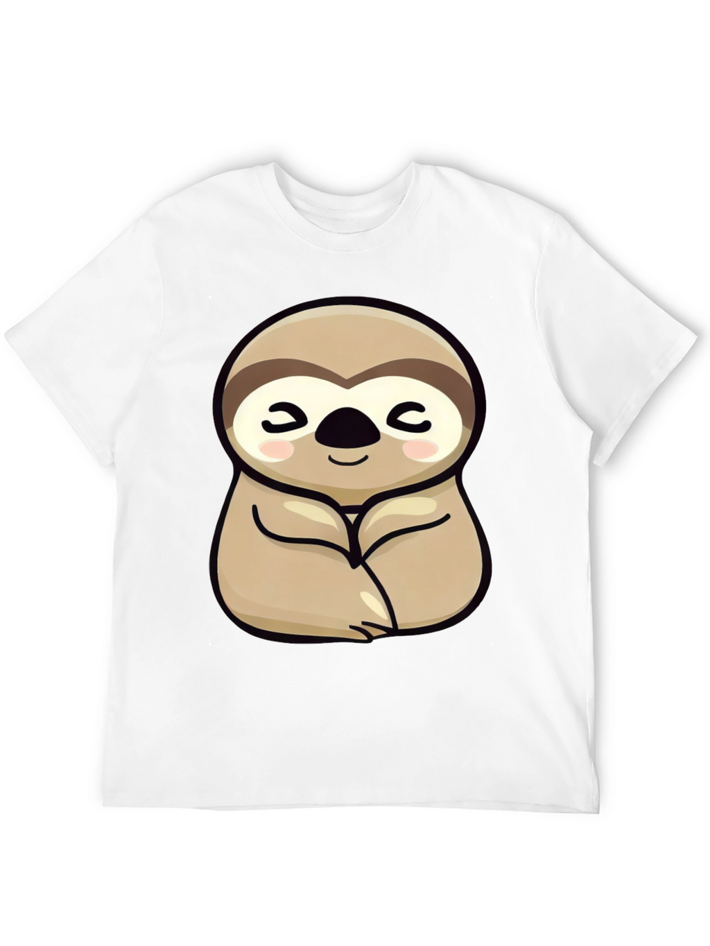 Cute Sloth Graphic Tee - Relaxed Fit Black T-Shirt
