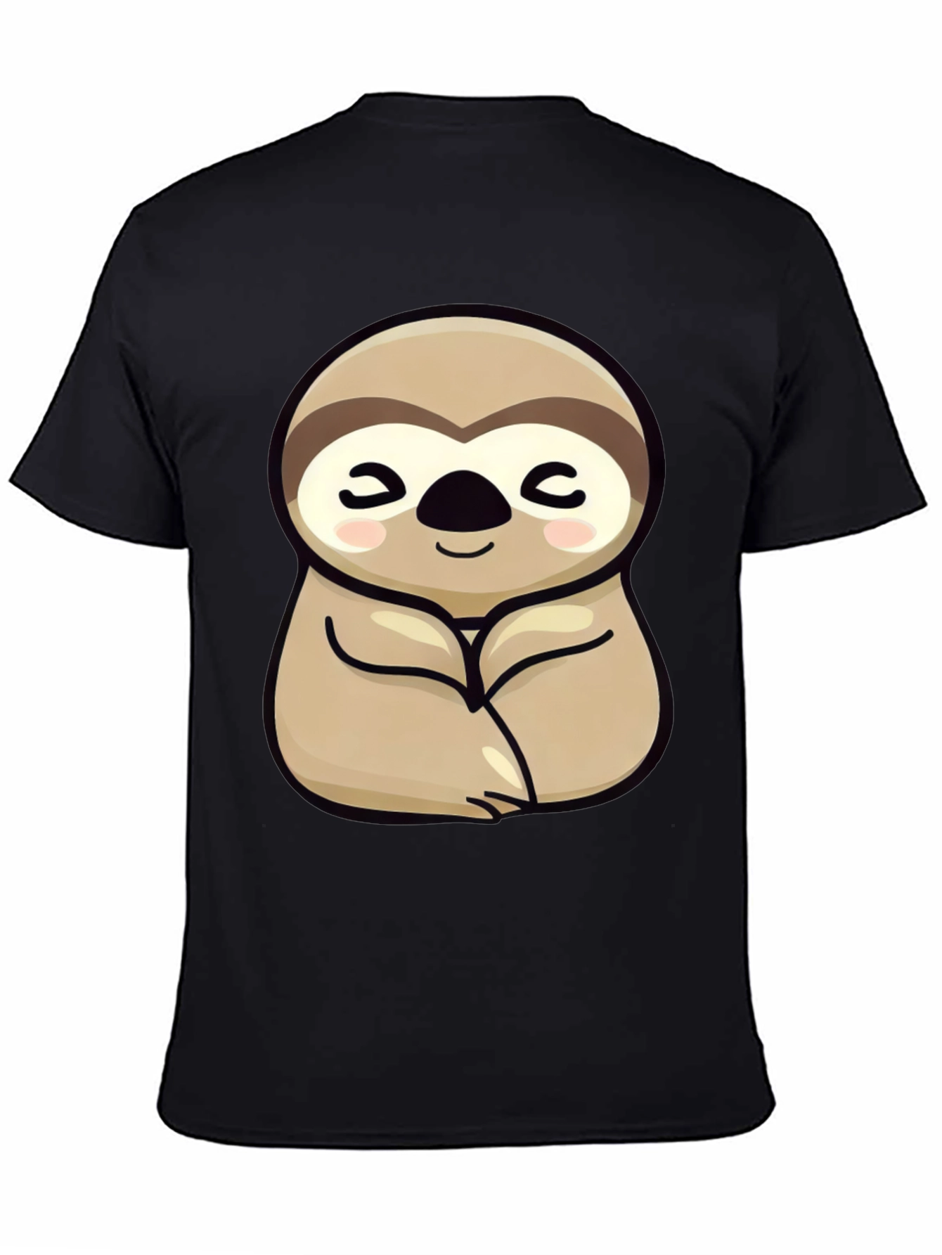 Cute Sloth Graphic Tee - Relaxed Fit Black T-Shirt
