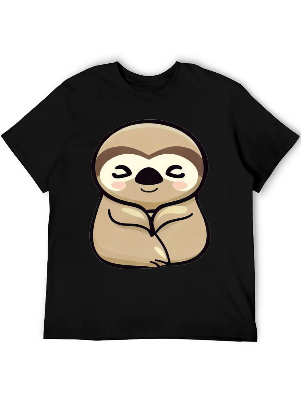 Cute Sloth Graphic Tee - Relaxed Fit Black T-Shirt