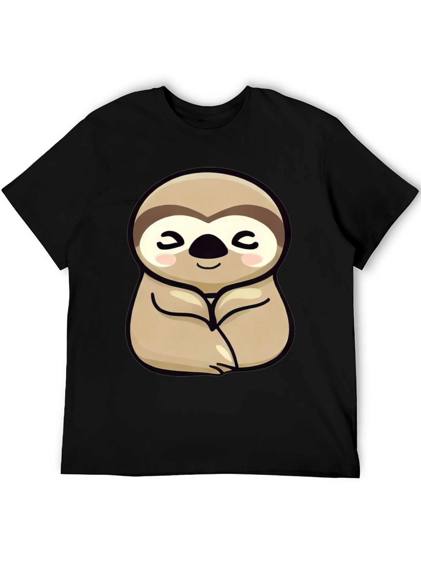 Cute Sloth Graphic Tee - Relaxed Fit Black T-Shirt
