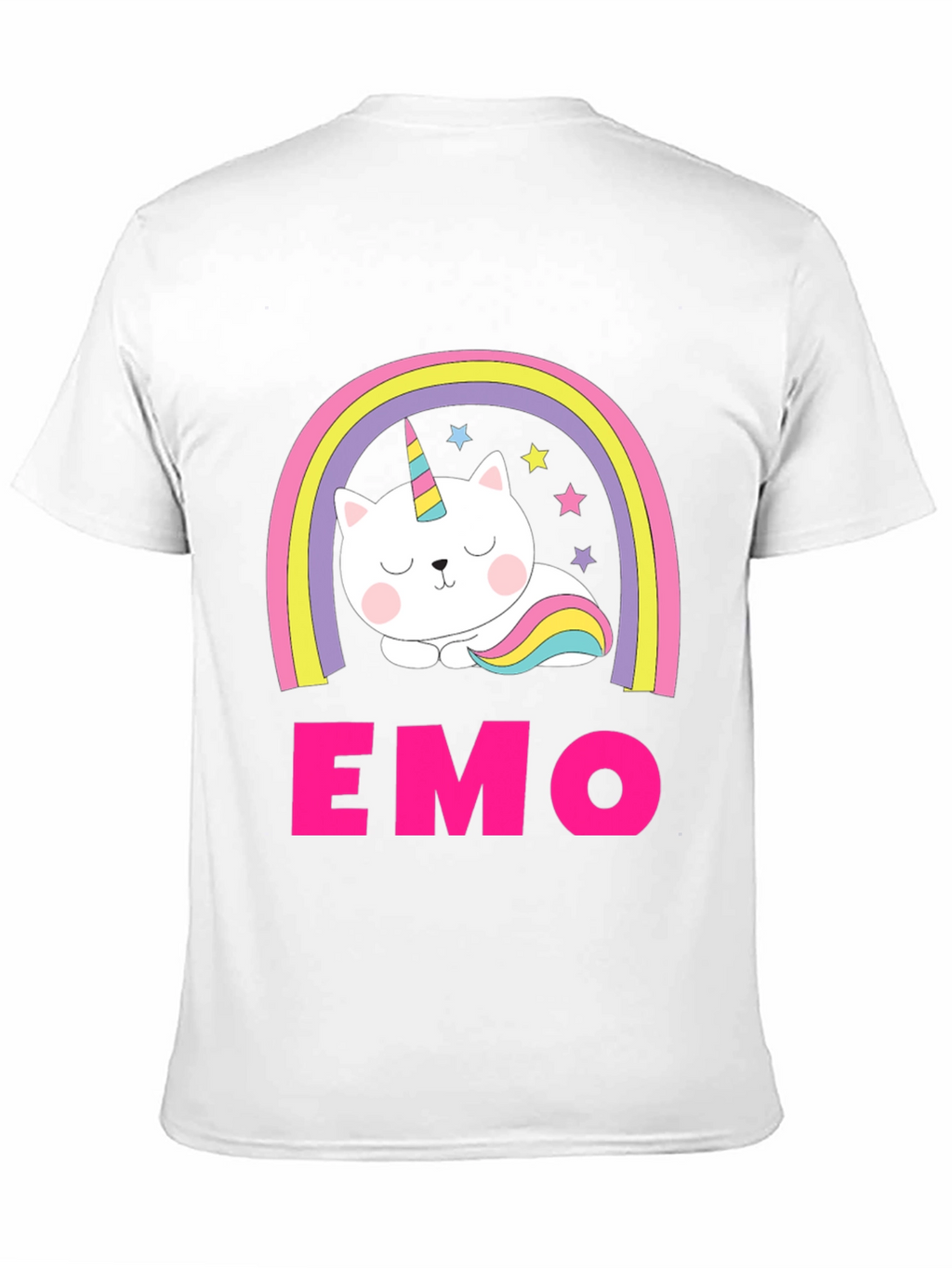 Emo Cat Unicorn Rainbow Graphic T-Shirt