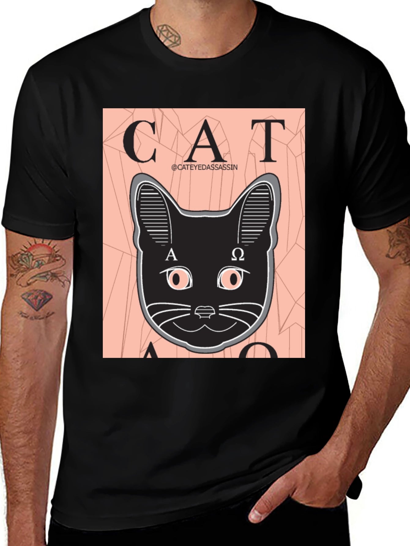 Cat Assassin Graphic Tee - Black T-Shirt