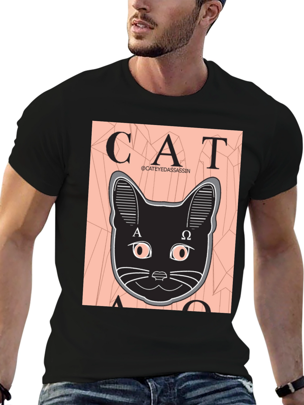 Cat Assassin Graphic Tee - Black T-Shirt