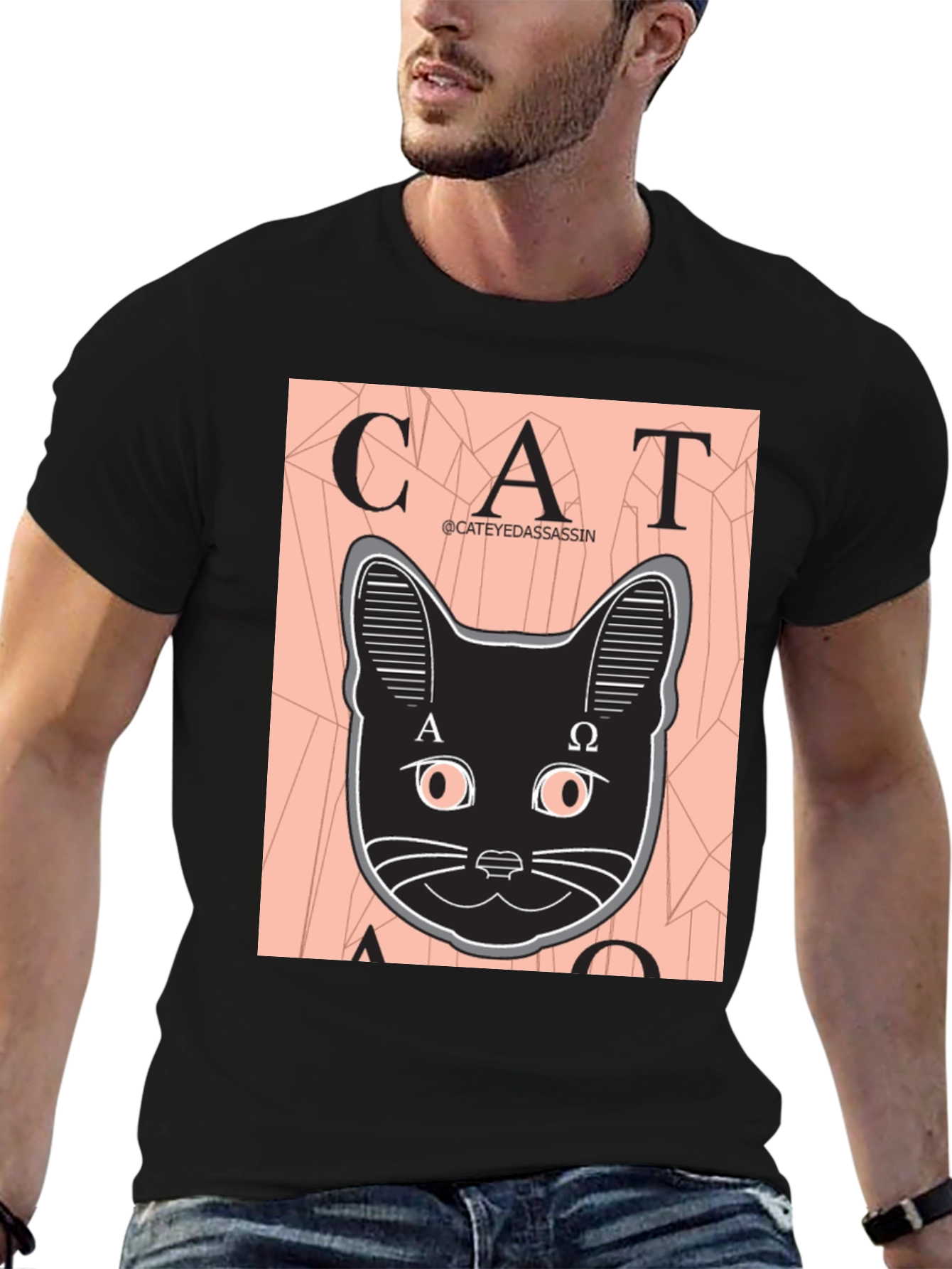 Cat Assassin Graphic Tee - Black T-Shirt
